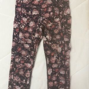 lululemon athletica Floral Print Leggings - Black and Pink